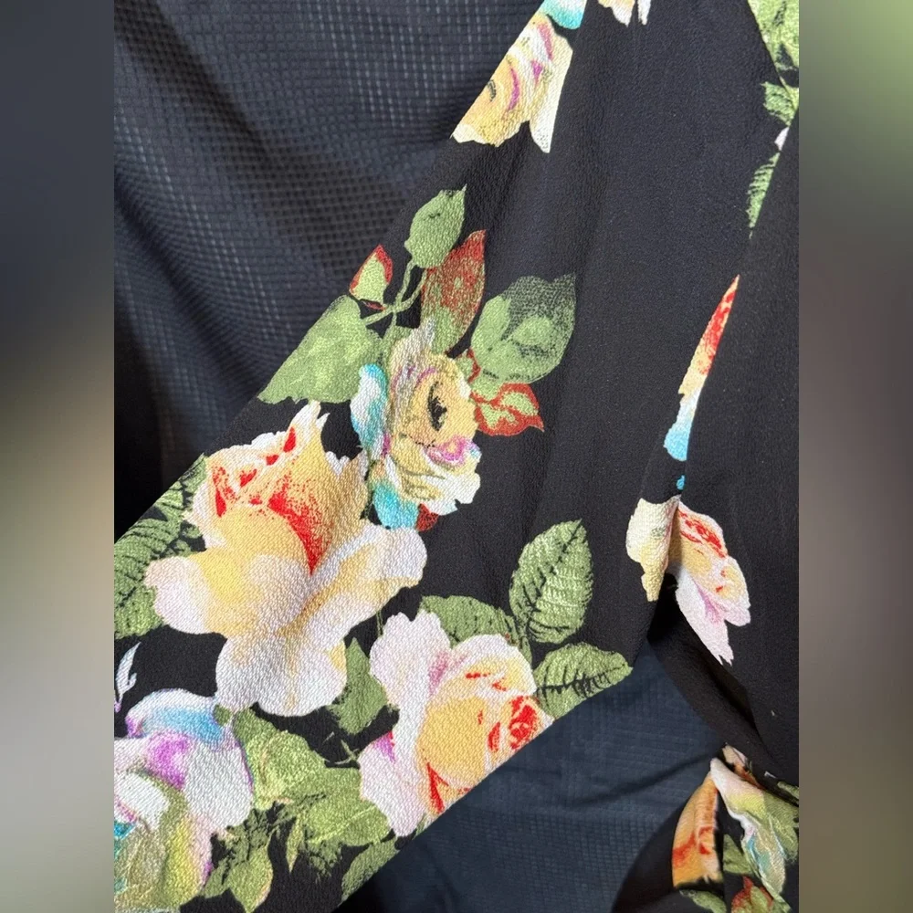 Fashion Nova Black Floral Wrap Blouse - Picture 6 of 6